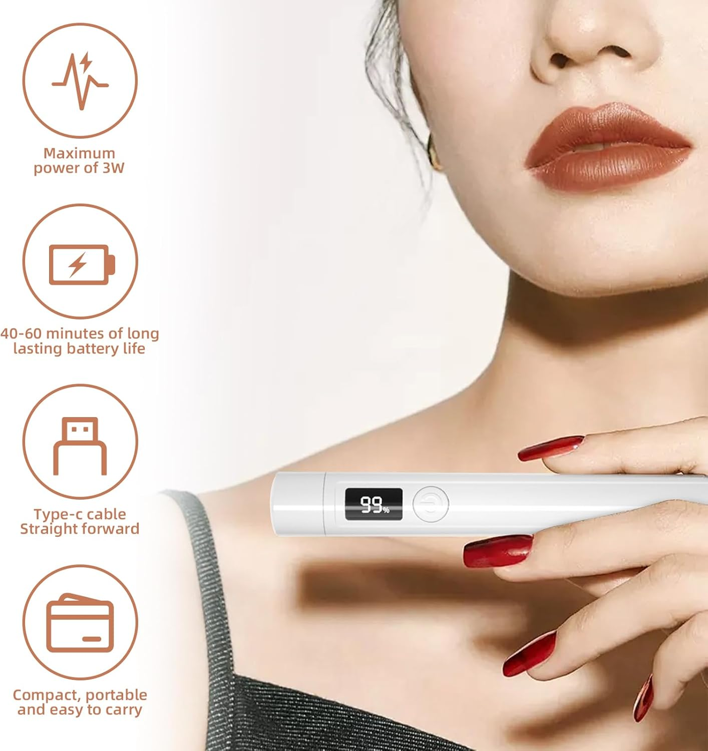 Ydseozoa Mini UV Lamp for Nails, Rechargeable Mini UV Lamp for Nails, 45S/60S Time Modes, Nail Dryer with LED Screen and Gel Nail Lamp, Suitable for Beginners in DIY Salon image number 6