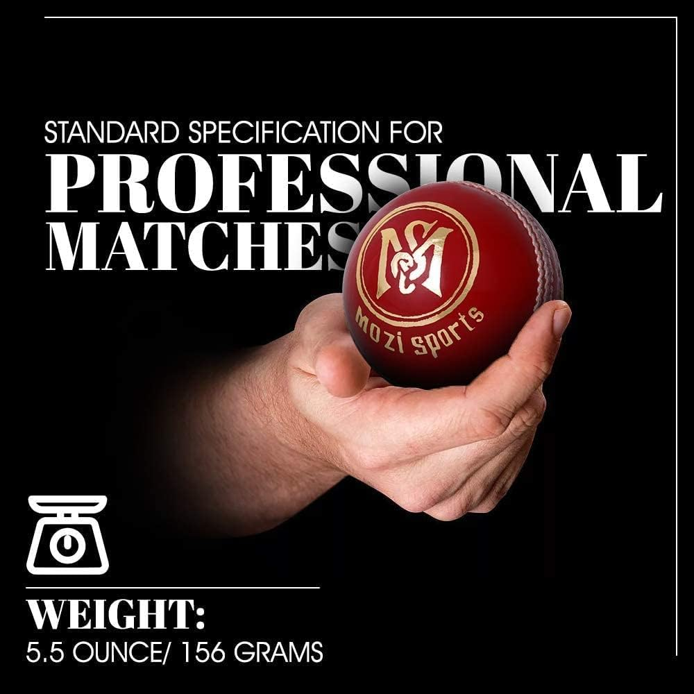 Mozi Sports&reg; Leather Cricket Ball Senior Hand Stitched Match Quality Balls Weight 5.50Oz image number 1