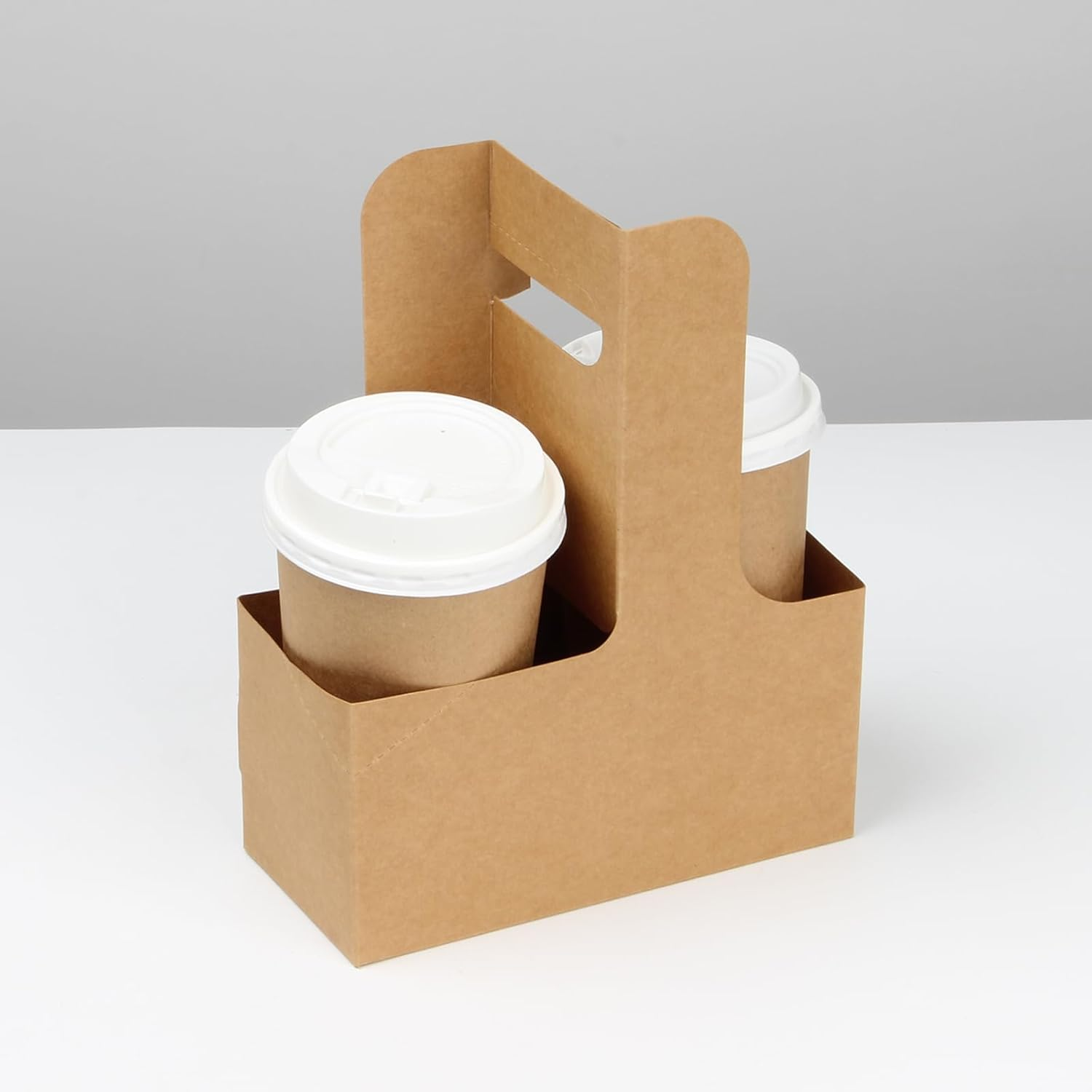 KVMORZE 2-Cup Drink Carrier Handle, Kraft Paperboard Handled Drink Carriers 12-30 OZ to Go Coffee Cup Holder for Drinks, Takeout, Cafe and Restaurant Food Service Delivery, 20Pack image number 6