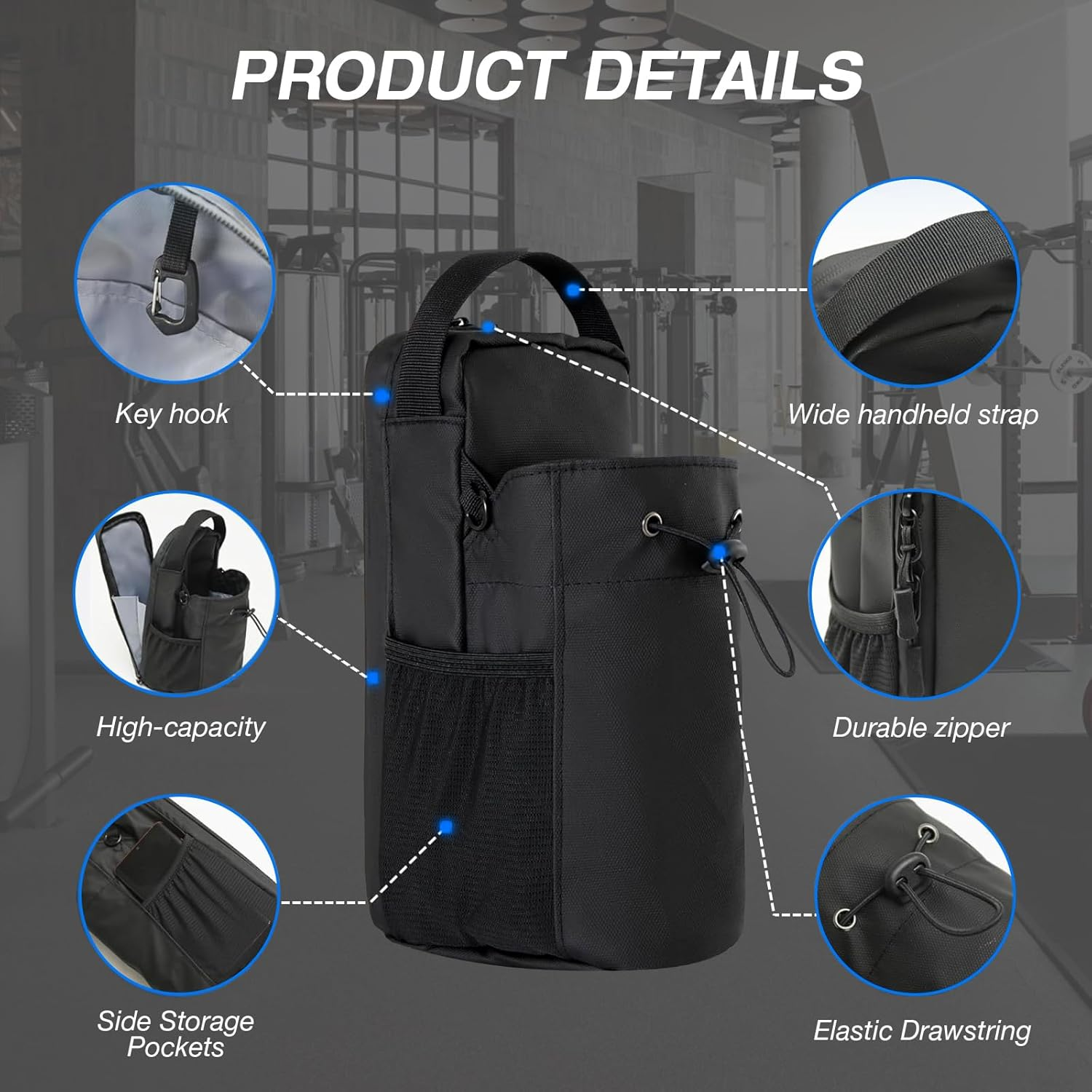 Gym Magnetic Water Bottle Holder Bag with Phone Pockets & Accessories Organizer, Sling Bag with Adjustable Strap for Men/Women, Gym,Work, Trave & Sports, Keep Gear Clean & off Floor (Style 4)