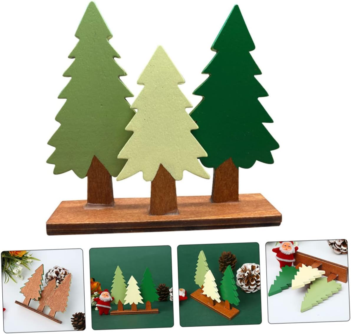 Artificial Pine Tree Ornaments Wooden Simulation Tree Christmas Decoration Home image number 1