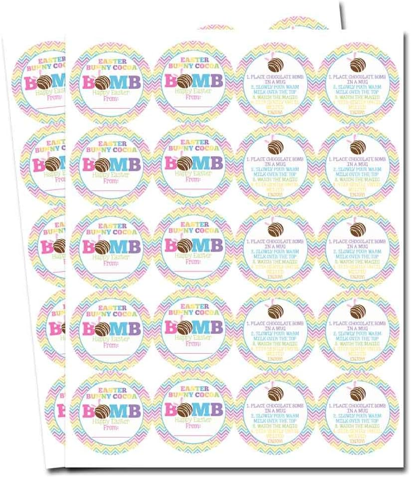 Easter Bunny Cocoa Bomb Bunny Ears Themed Happy Easter Hot Cocoa Bomb Sticker Labels, Total of 40 2" Circle Stickers (20 Sets of 2) by Amandacreation image number 4