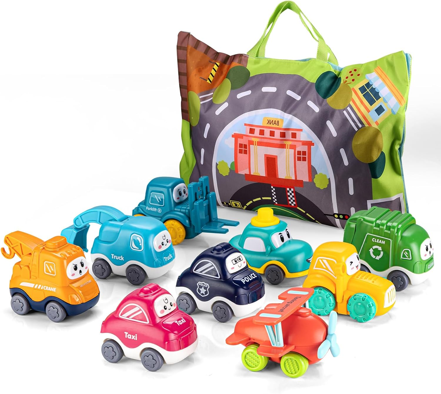 ALASOU 9 PCS Baby Cranes Car Toys with Playmat/Storage Bag|1St Birthday Gifts Toddler Age 1-2|Baby Toys for 1 2 Year Old Boy|1 2 Year Old Boy Birthday Gift Infant Toddlers image number 5