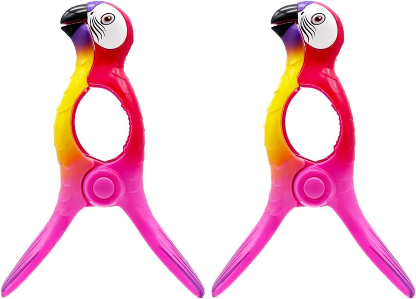 2 Pcs Beach Towel Clips, Lounge Chairs Clips, Parrot Towel Clips for Beach Chairs, Strong Towel Clips for Keep Your Cloth or Towel from Blowing for Cruise, Beach, Patio, Pool image number 1