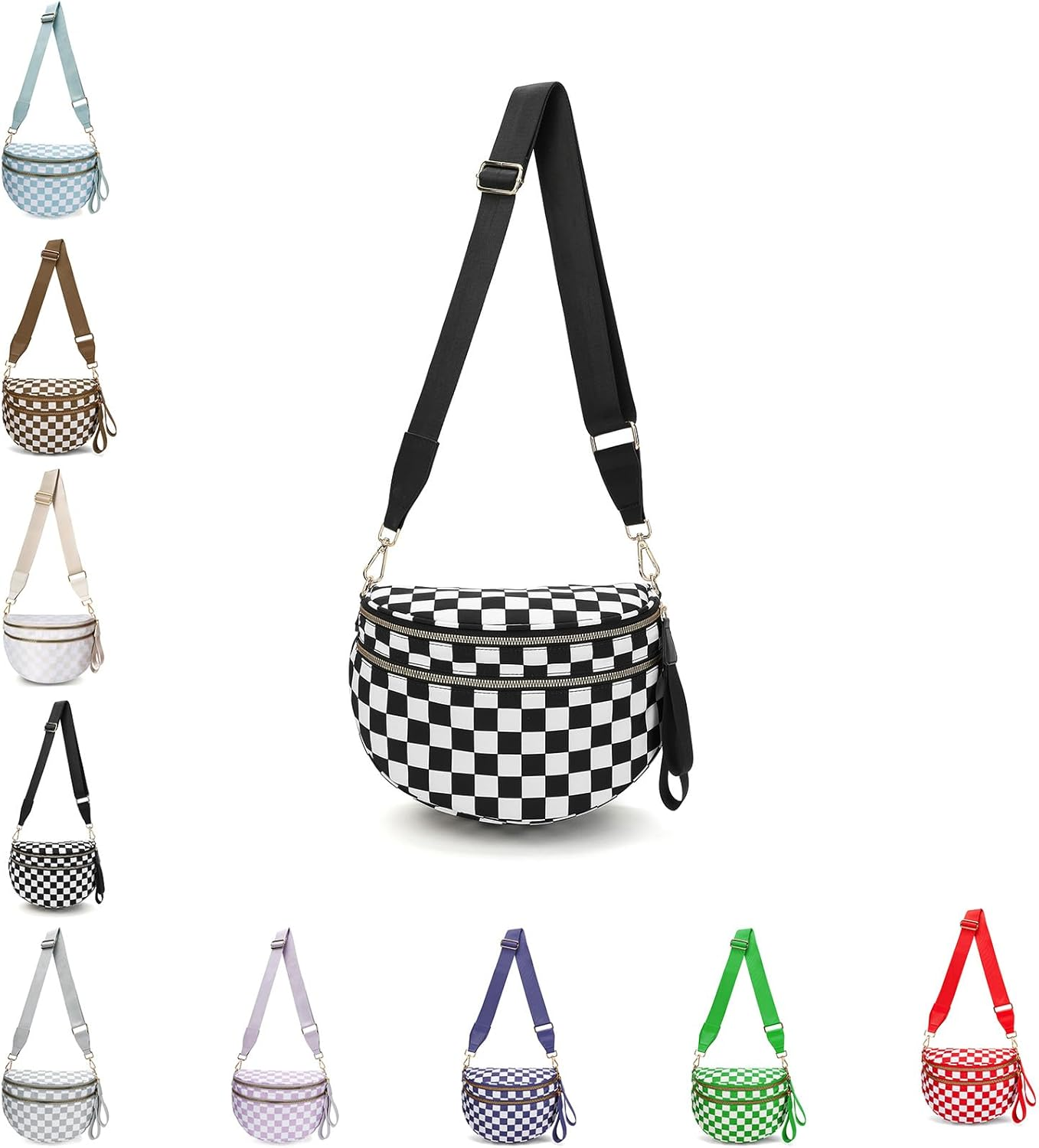 Emmafy Crossbody Bag for Women, Nylon Crossbodys Bags for Women, Fashion Checkered Weaved Crossbody Bag, for Daily Travel