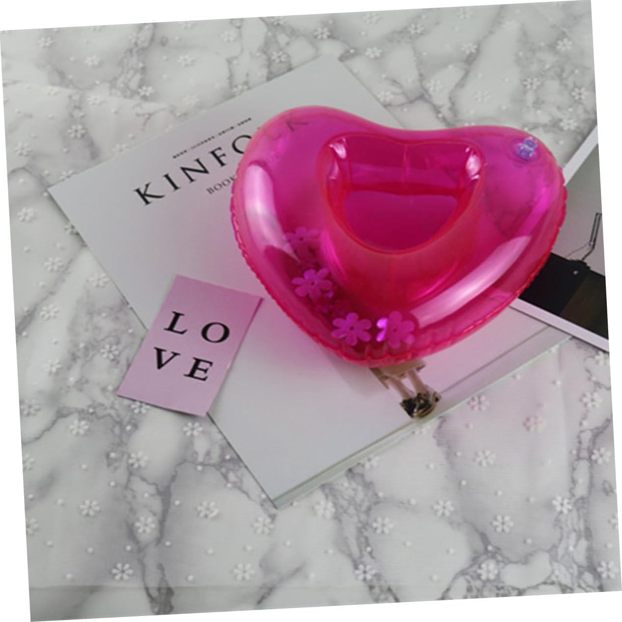 Hohopeti 8Pcs Rosy Inflatable Heart Shape Drink Pads Drink Cup Holder Beach Floating Drink Holder for Summer Party Favors Outdoor Serve image number 2