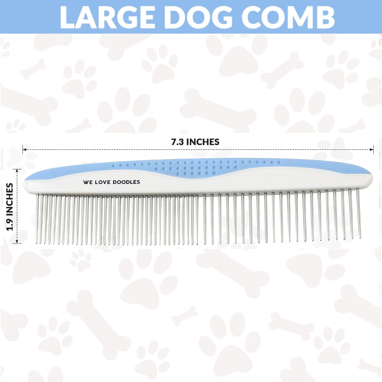 We Love Doodles Metal Dog Grooming Comb | Removes Tangles & Matts | Dematting Pet Combs | Detangler for Matted Hair | Best Comb for Poodles, Goldendoodles, Doodles & Long Haired Dogs (Large) [] image number 6