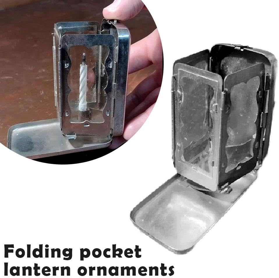Folding Pocket Candle Lantern,Portable Stainless Steel Mini Lantern,Punk Vintage Folding Candle Lantern,2025 New Small Pocket Candle Lantern for Camping, Hiking Travel, Unique Gift Idea image number 1