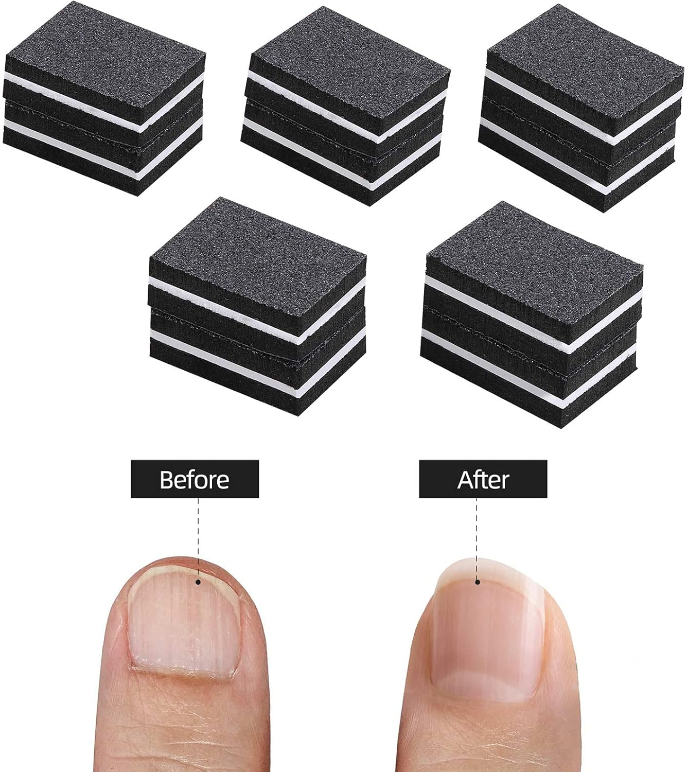 50 Pcs Mini Buffers for Nails 180/100 Grit Buffer for Acrylic Nails for Nail Care(Black) image number 2