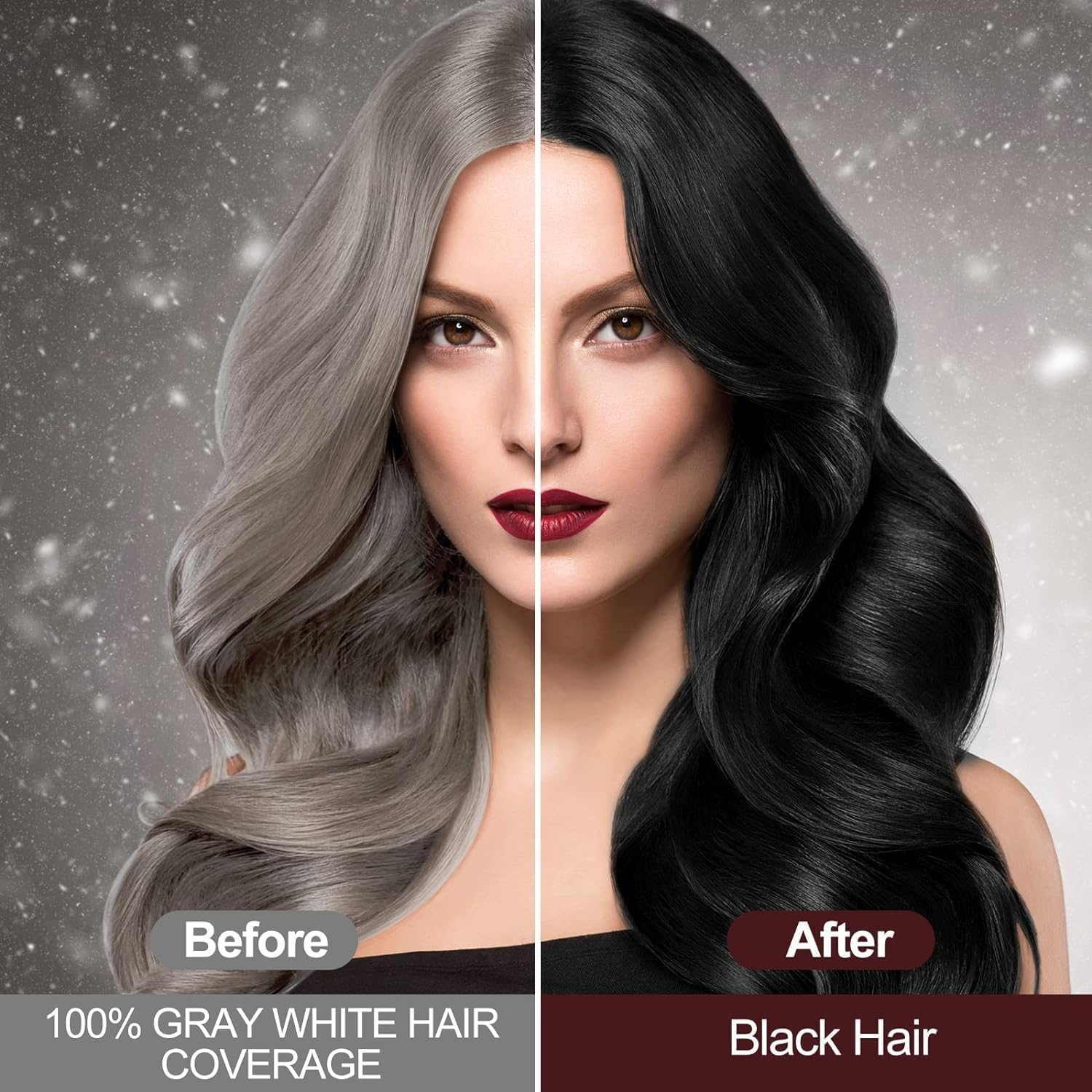 Black Hair Color Shampoo, 500ML Instant Hair Dye Shampoo - 3 in 1 Hair Dye for Grey Hair Coverage - Long Lasting - Natural - Coloring in Minutes for Women Men