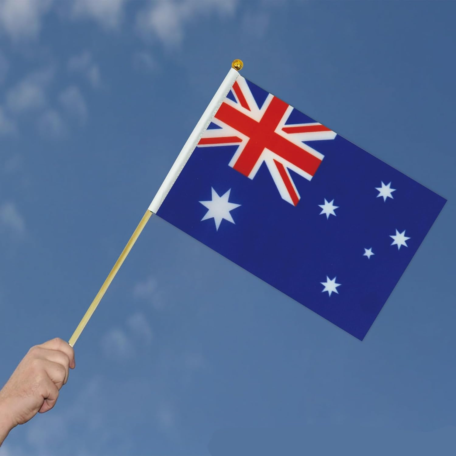 AUPOINT 20 Pics Australian Handheld Mini Flag, 14 * 21Cm, Australia Stick Flag, White Solid Pole,Vivid Color and Fade Resistant, Hand Held Stick Flags with Spear Top image number 3