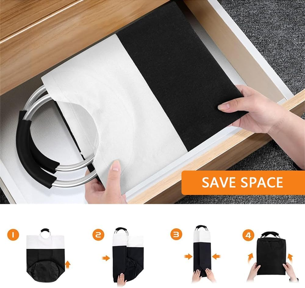 80L Laundry Basket &ndash; Collapsible Laundry Hamper with Waterproof Material, Foam-Protected Aluminum Handles, Large Capacity for College Dorm, Family, Black image number 4