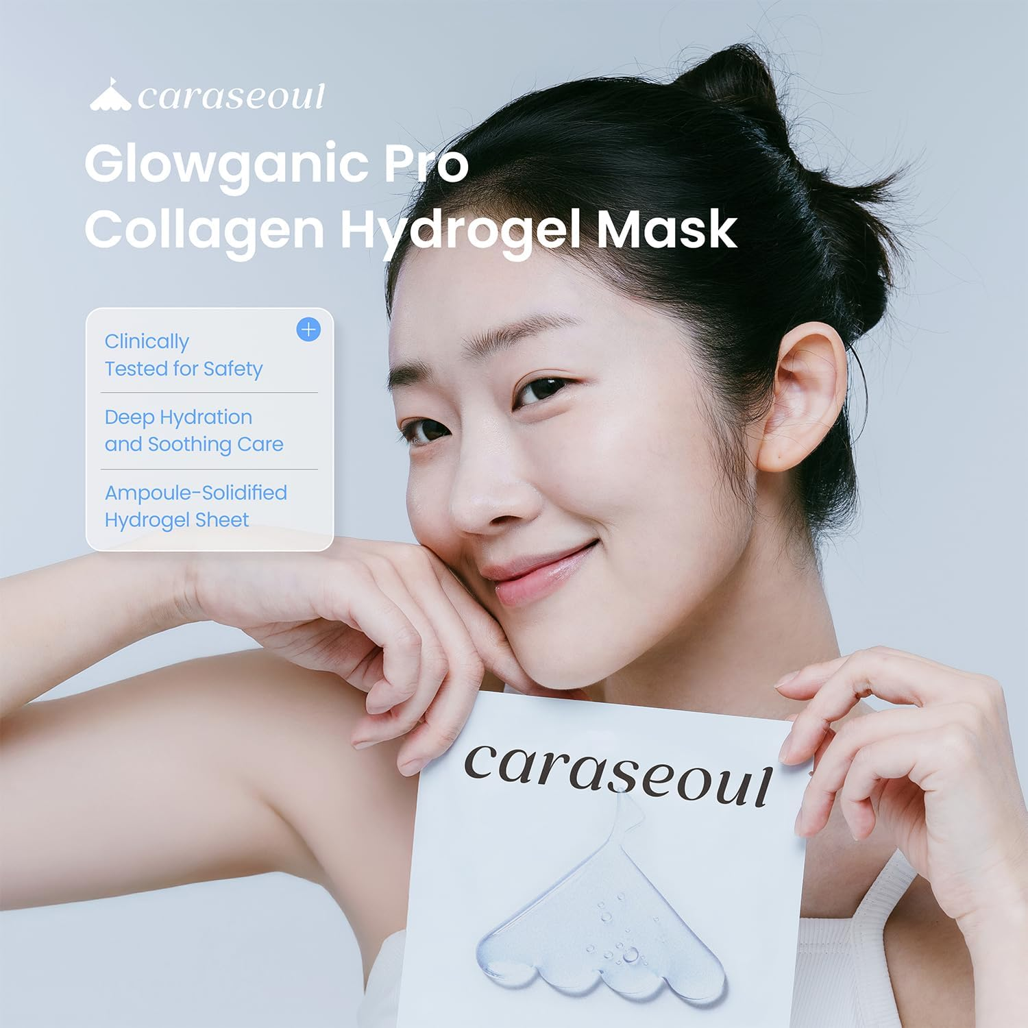 Caraseoul Glowganic Pro Collagen Face Mask, Hydrogel Korean Face Mask with Niacinamide & Adenosin, Radiance Boost, Hydrating Overnight Sleep Mask, Vegan, Korean Skin Care [1.19Oz (34G) X 4Ea] image number 4