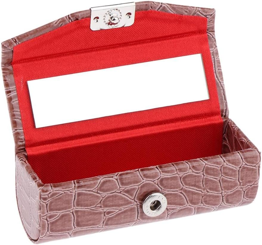 Koolsoo Leather Lipstick Case Holder Storage Box with Mirror for Purse, White