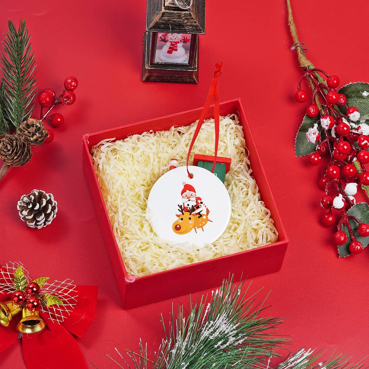 100 Pcs Red Christmas Ornament Ribbon, Polyester Fiber, 11X0.12 Inches, 100 Count, Christmas Hanging Ornaments image number 5