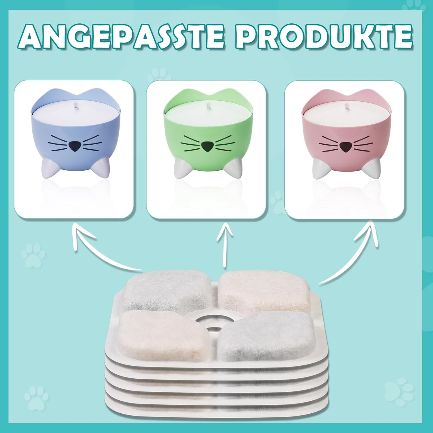 30 Pieces Filtered Cat Water Fountain, Cat Water Fountain Filter, Cat Water Fountain Replacement Filter Set, 15 Foam Sponges and 15 Filter Elements for Dockstream Cat Water Fountain PLWF005/PLWF11