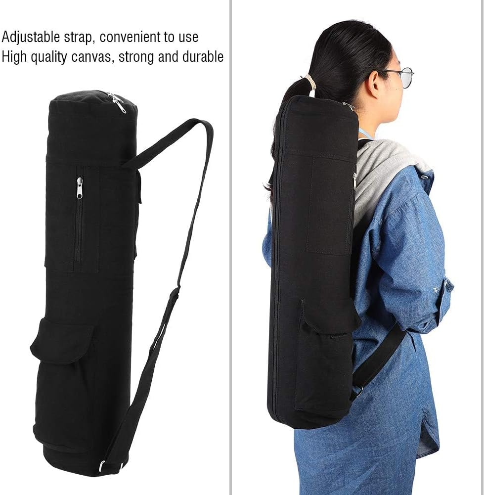 Baxnore Yoga Mat Bag, Canvas Yoga Mat Storage Bag, Multifunctional Yoga Mat Carrier Backpack with Adjustable Strap for Sports Accessories image number 5