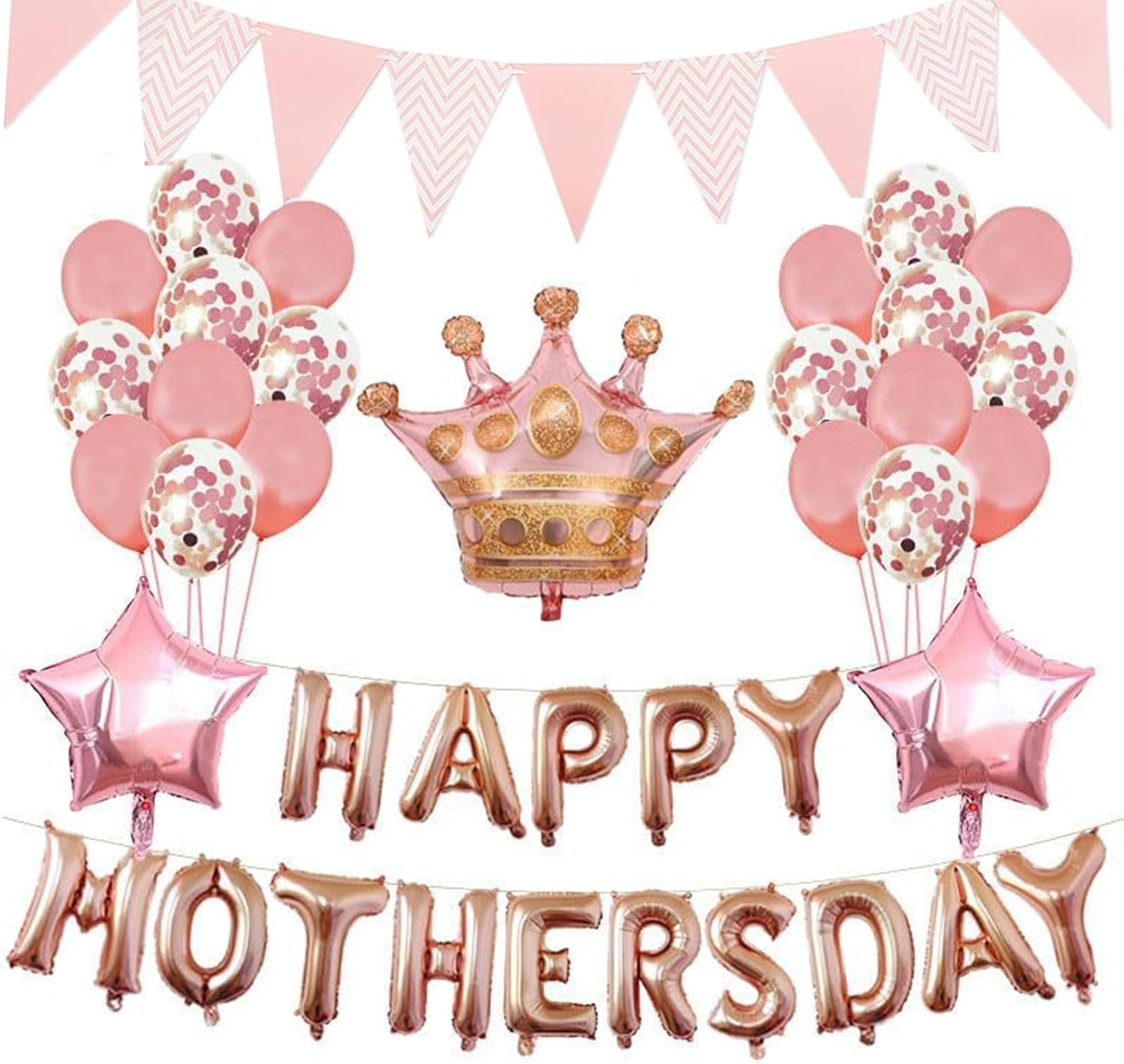 Mothers Day Party Balloons Kit Decorations Pink HAPPY MOTHERS DAY Letter Aluminum Mold Balloon Set - Best Mom Ever Decorations Mothers Birthday Party image number 4