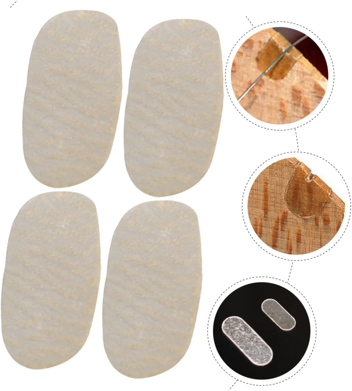 4Pcs Professional Lambskin String Bridge Pads for Violin and Viola, Model E1 String Accessory Set, Small Piece Parchment Protectors for Student and Performance Use image number 3