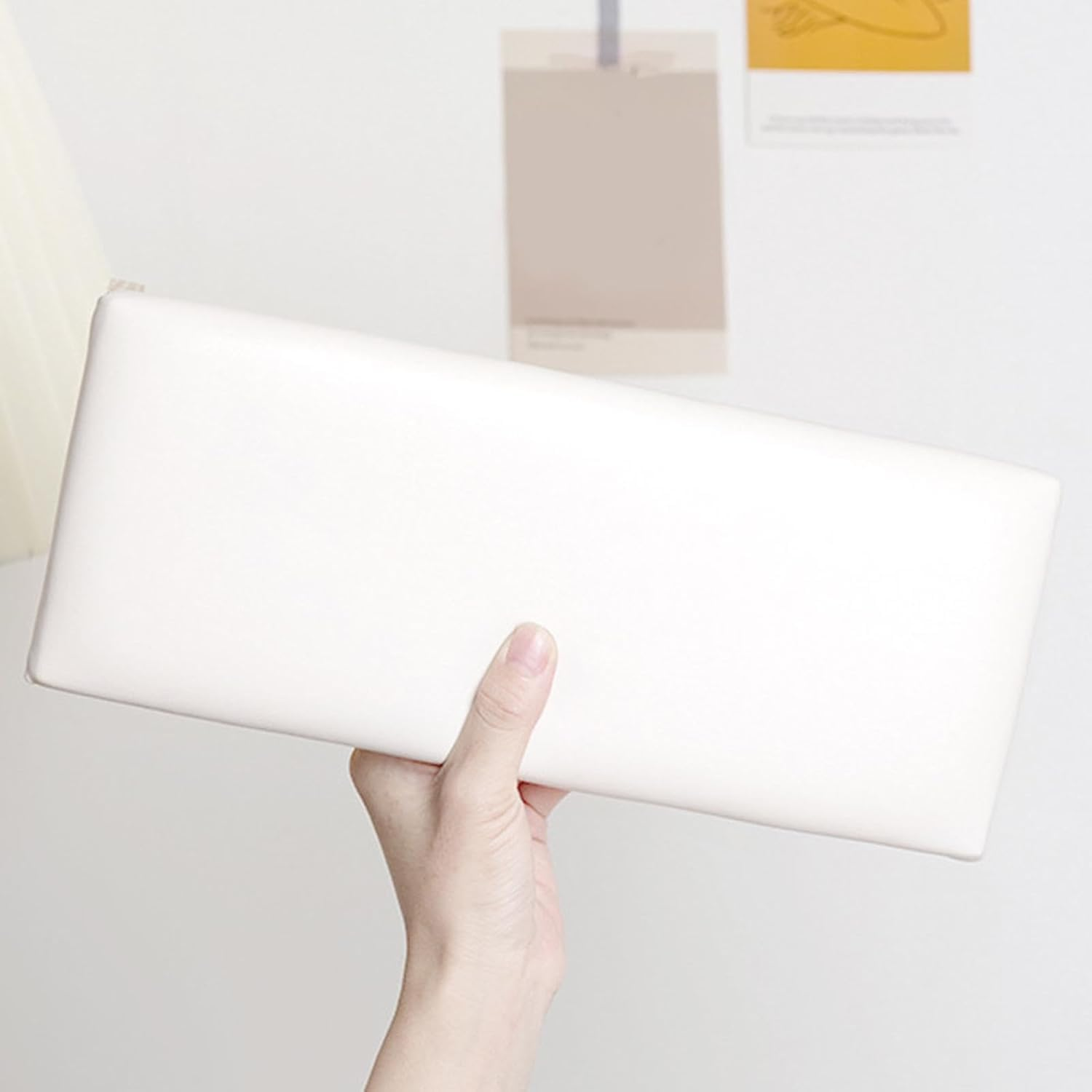 Nail Arm Rest,Wooden Leather Manicure Hand Rest in Bevel Design Comfortable Nail Polishing Arm Rest (White) image number 3