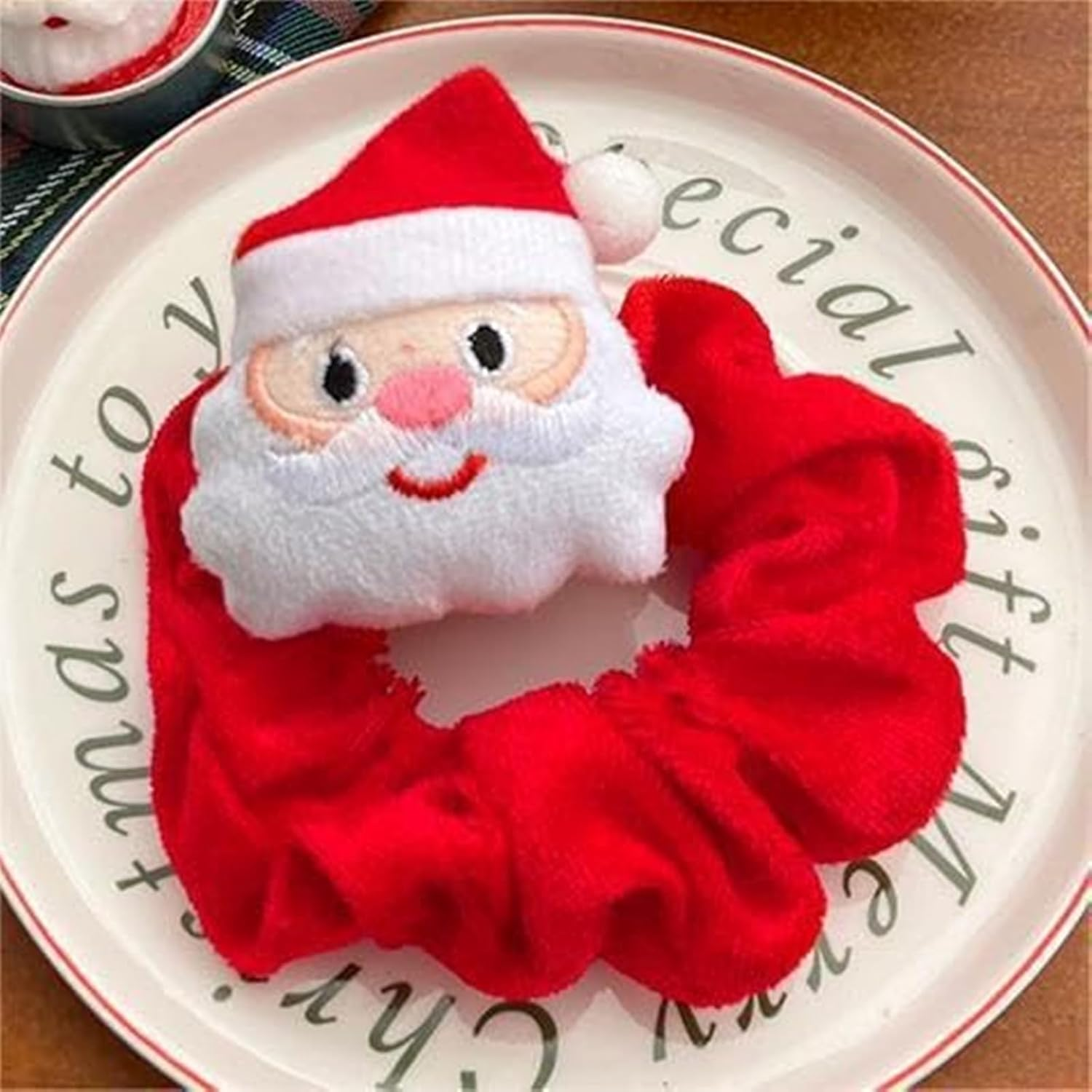 Zynfora 3PCS Christmas Hair Scrunchies Velvet Christmas Hair Ties Elastic with Christmas Tree Santa Claus Elk Hair Bands Hair Ties Xmas Ponytail Holders Hair Accessories for Women Girls image number 2