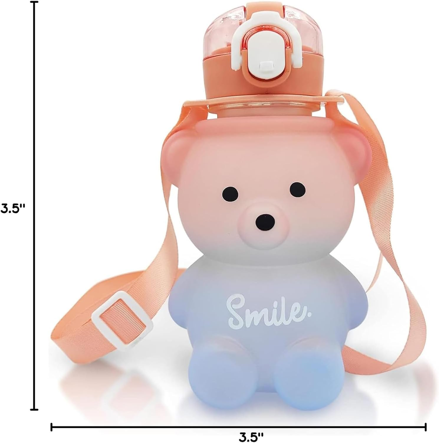 Kawaii Water Bottle Cute Teddy Bear Water Bottles with Straw, Adjustable Strap, Portable Leakproof Bpa-Free Drinking Cups 27Oz for Girls School Sports Travel (Pink/Blue) image number 3