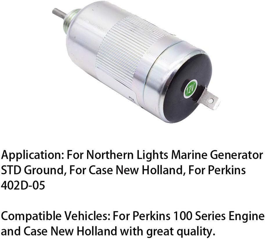 185206085 Fuel Shut off Solenoid 12V Stop Solenoid Valve Fit for Perkins 100 Series Engine and Case Holland image number 2