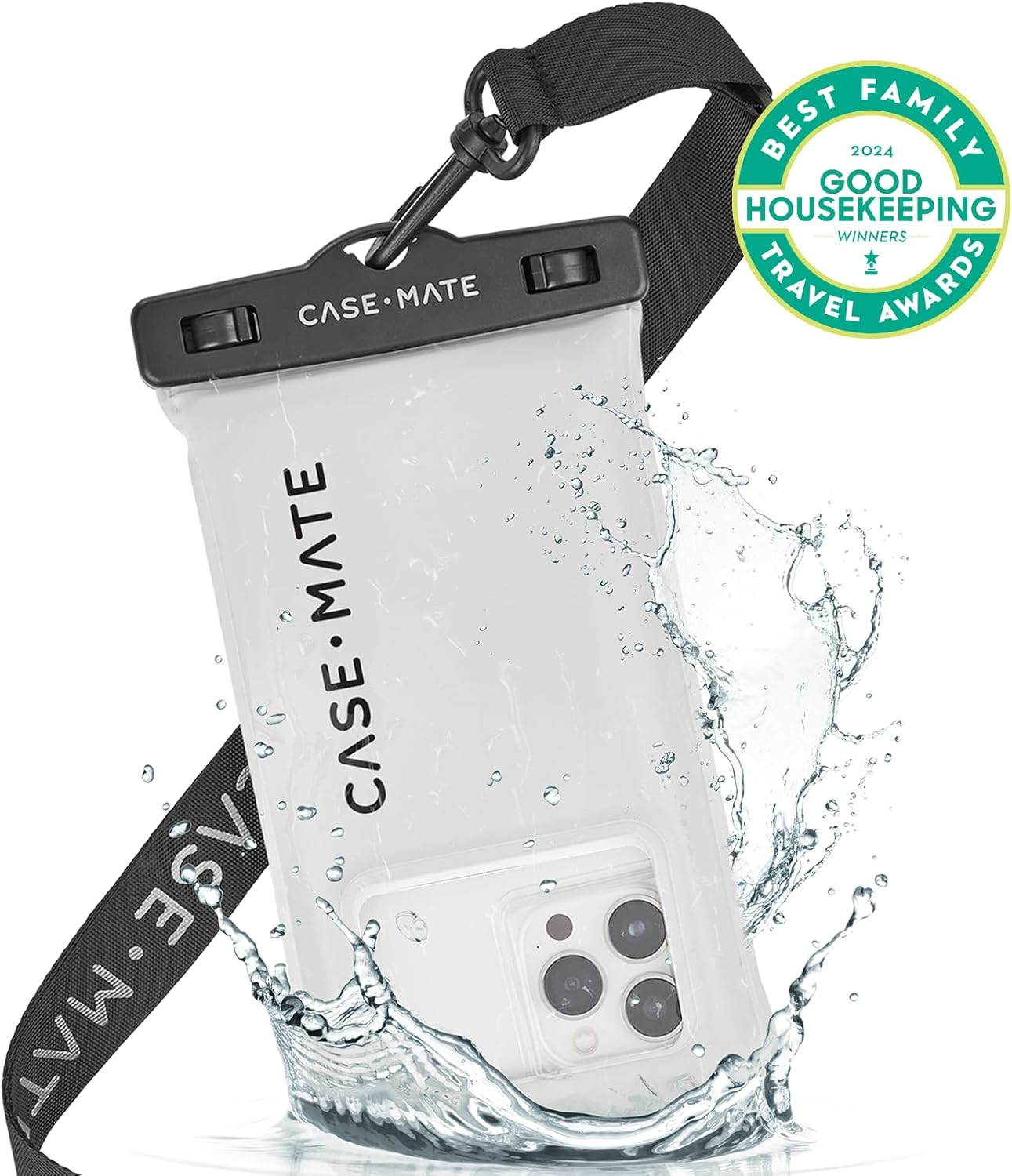 Case-Mate - IP68 Waterproof Phone Pouch/Case [Touchscreen Compatible] - Floating Waterproof Phone Case W/Crossbody Lanyard - Grey/Black - Ballet Pink image number 7