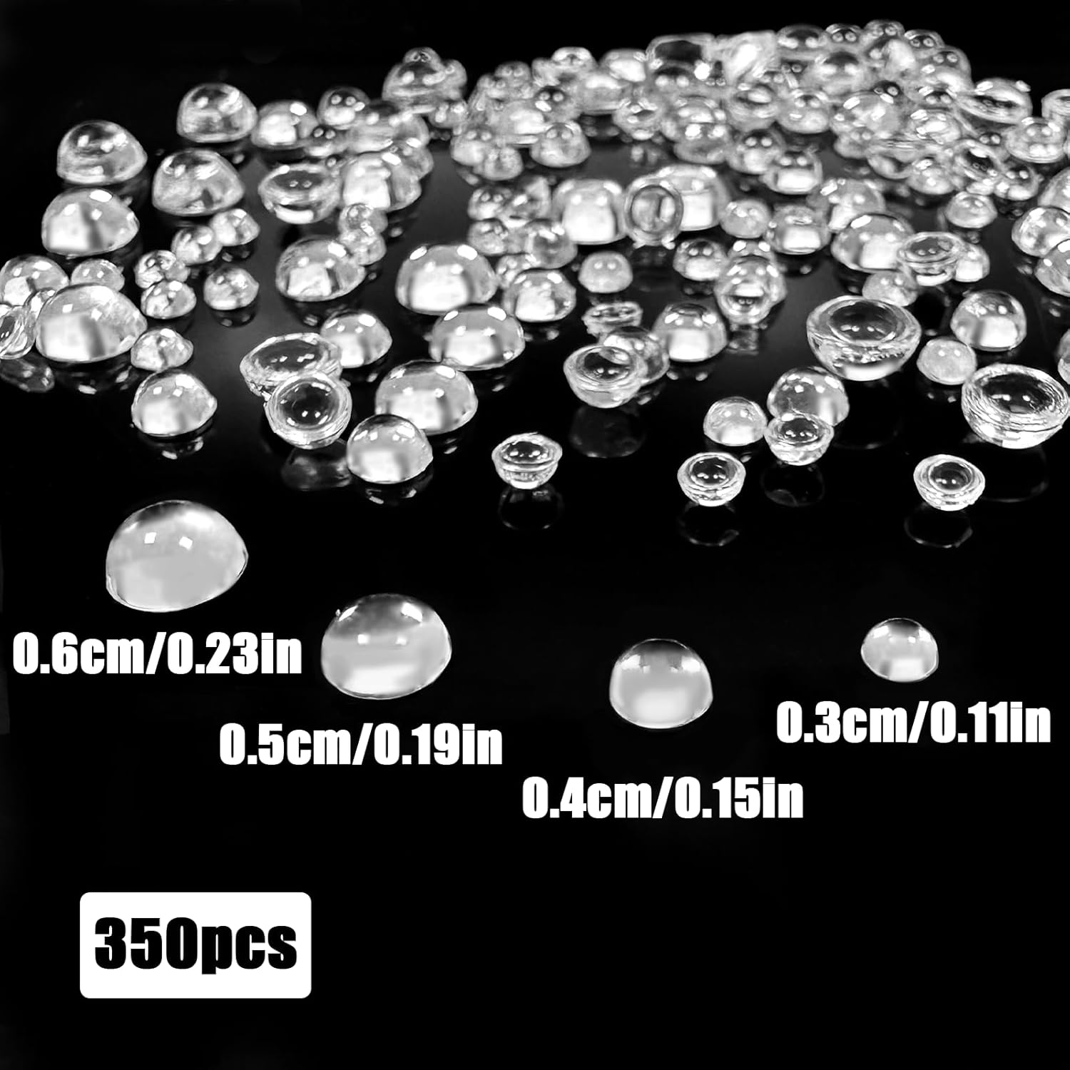 BEZANU Dewdrop Embellishments, 350 PCS Acrylic Clear Cabochons for DIY Crafts, Decor Accessories (4 Size) image number 1