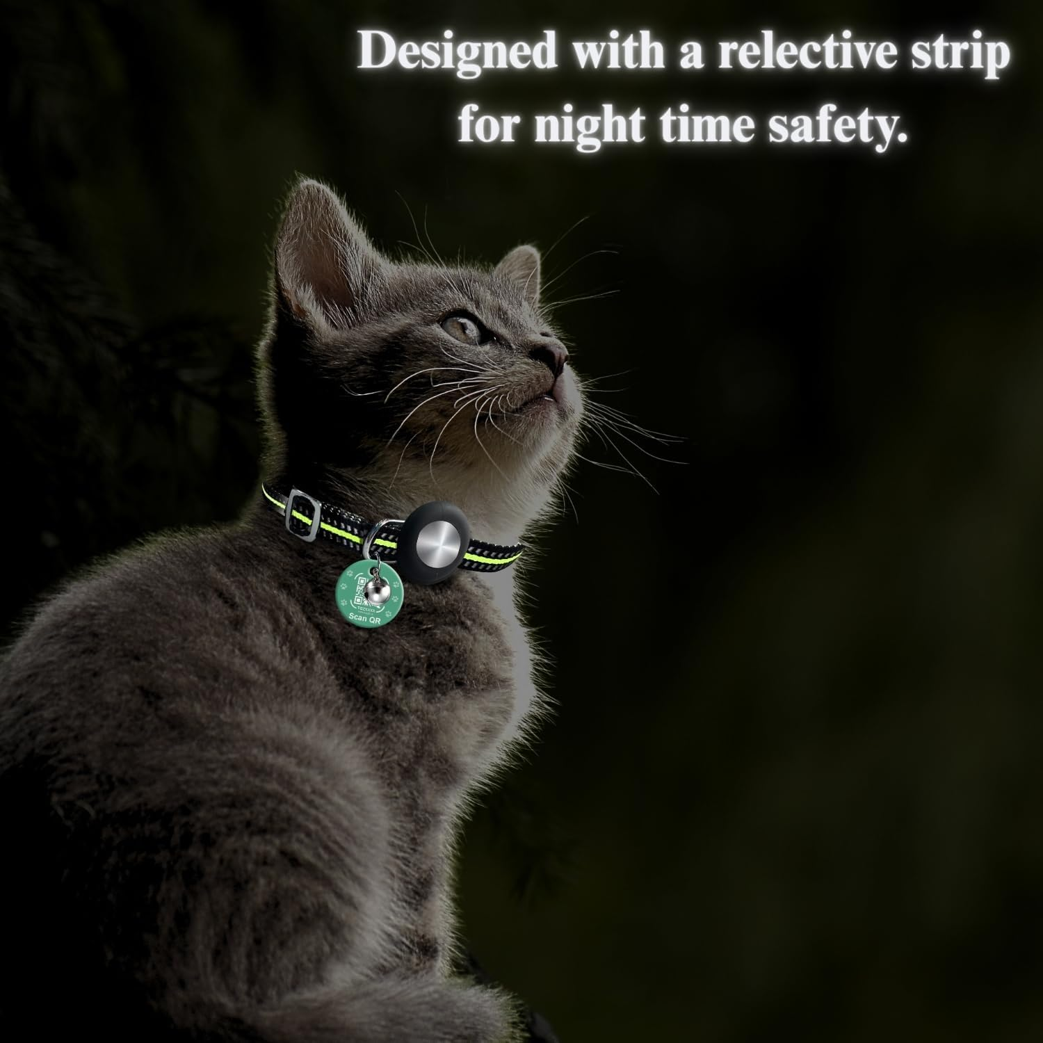 Tag8 Airtag Cat Collar Breakaway, Reflective Kitten Collar Compatible with Apple Air Tag Holder for Girl Boy Cats, 0.4 Inches in Width and Lightweight(Green) image number 3