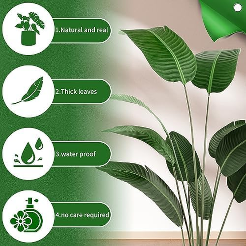 Artificial Bird of Paradise Plam Tree 5.2 FT Tall Fake Tropical Palm Plant with 10 Trunks in Pot for Modern Home D&eacute;cor Office Living Indoor（Contain Plastic Planter Pot image number 2