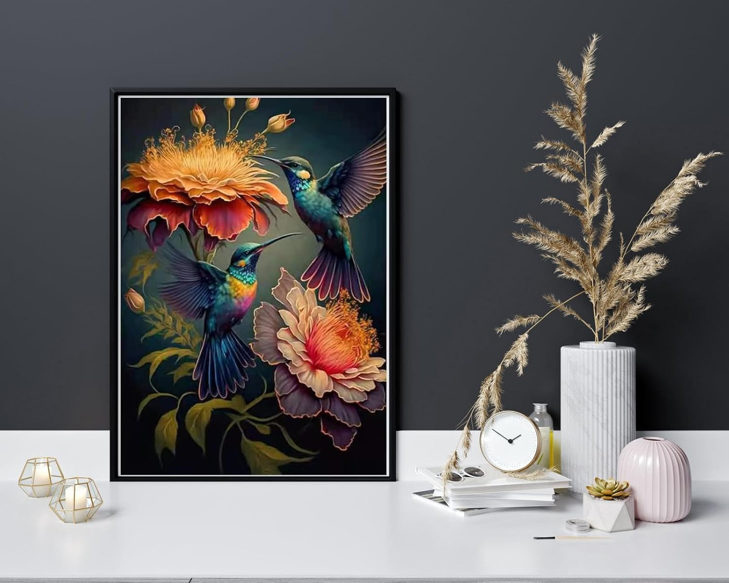 Diamond Painting Kits for Adults, 5D Diamond Art Painting Hummingbird Art for Adult,Diy Full round 5D Diamond Drill Kit,Gem Art Craft Home Decor,Wall Painting Kit 16X12 Inch image number 1