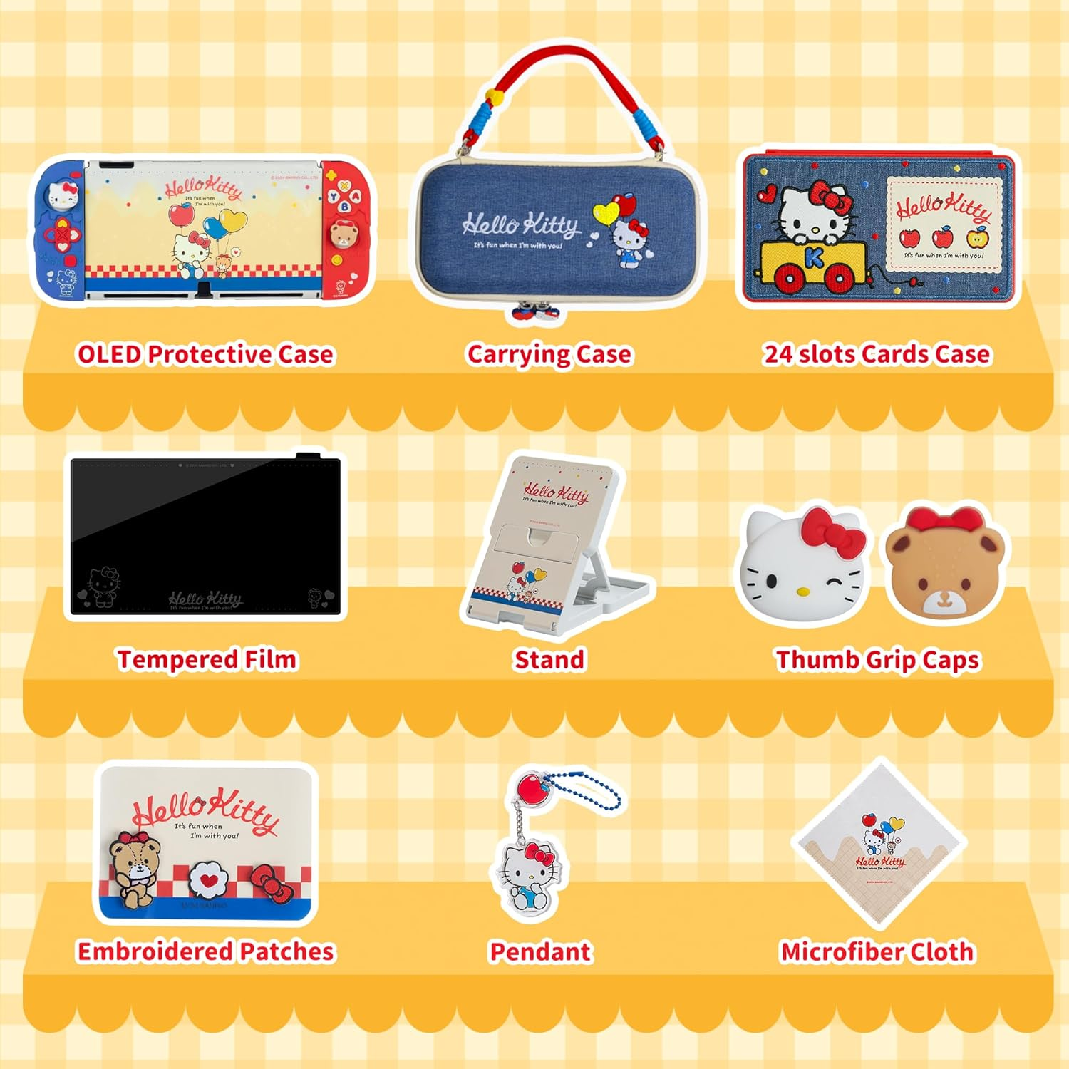 Kuitmor Switch Accessories Bundle for Switch:Carrying Case,Protective Case,Game Card Case,Screen Protector,Playstand,Thumb Grip Caps and More (For Switch OLED) image number 4