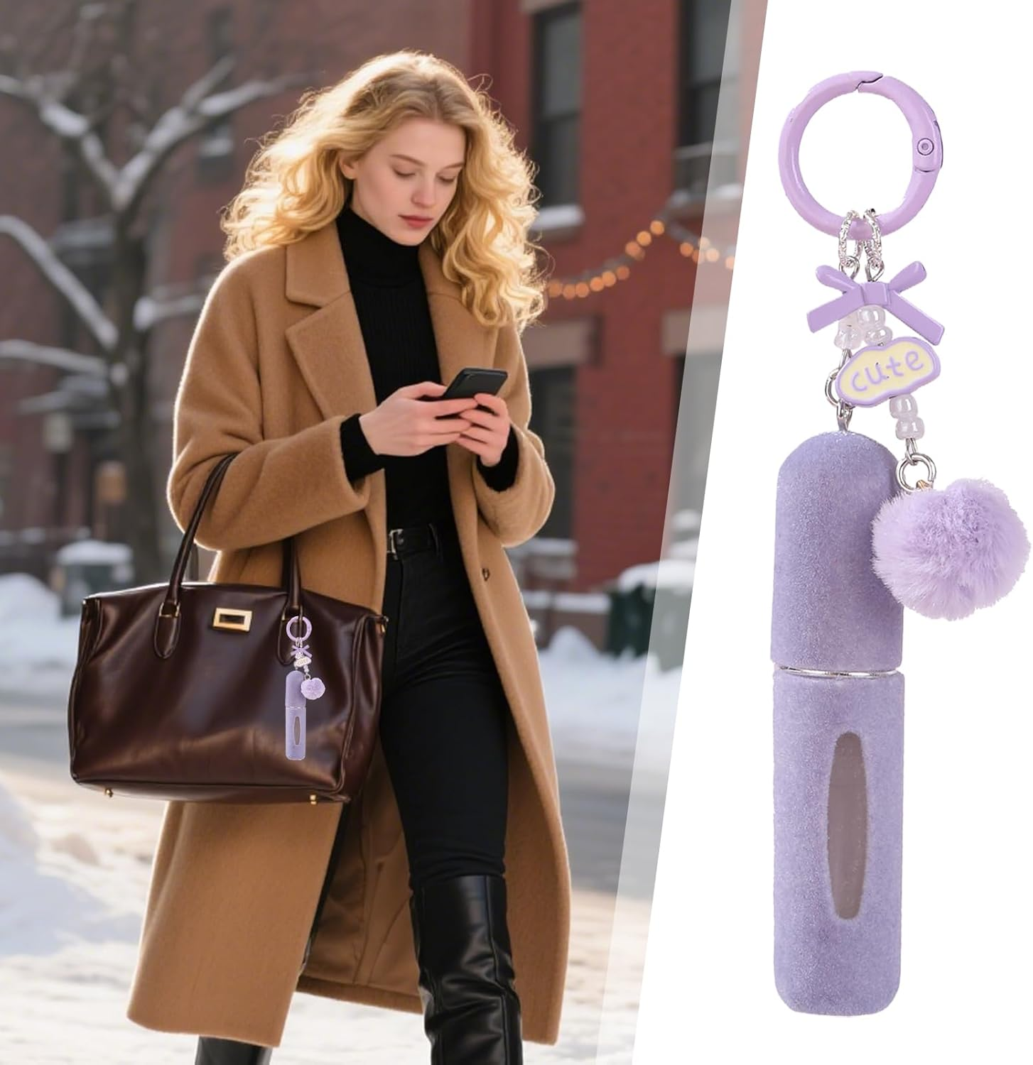 Perfume Bottle - 5Ml Cute Fragrance Container - Empty Fragrance Sprayer Cologne Bottle | for Business Airplane Business Outdoor School Birthday Valentines - Lavender image number 3