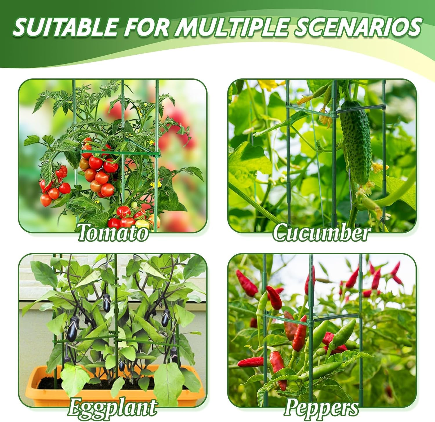 Tomato Cages for Garden,Up to 120Cm Tomato Cage Trellis-Upgraded Hexagon Connector,Heavy Duty Adjustable Tomato Stake Support for Raised Garden Bed(3 Pack) image number 1