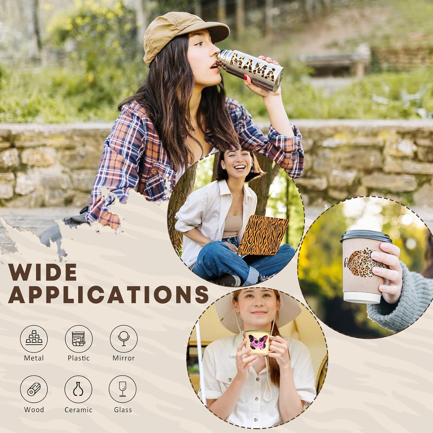 Tintnut Leopard Permanent Vinyl - 8 Sheets 12"X10", Cheetah Permanent Vinyl Sheets, Pattern Adhesive image number 4