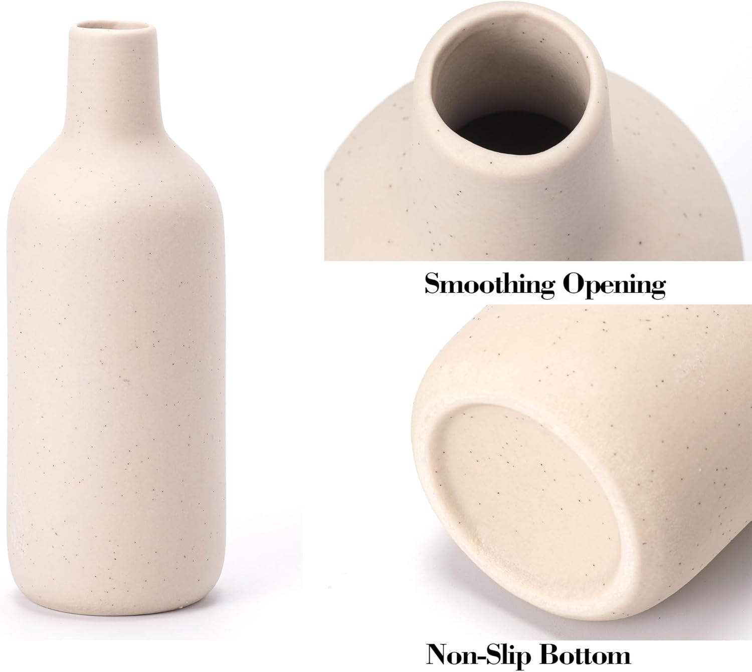 VASETOPIA Beige Vase Set of 4, Elegant Ceramic Flower Vase Minimalist Boho Home Decorations for Living Room, Table, Gifts (09 Beige) - 08 Beige image number 5