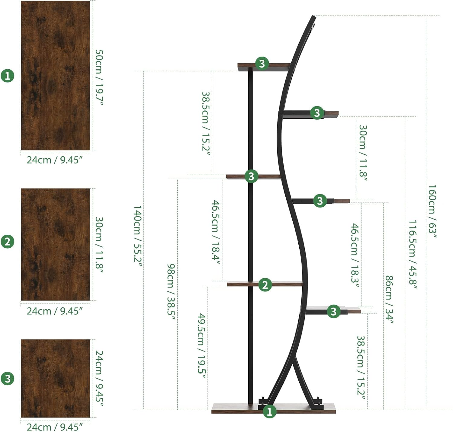 160Cm Plant Stand Indoor, 7-Tiered Indoor Plant Shelf with Grow Lights Can Hold a Variety of Indoor Plants, S-Shaped Plant Stand Display Stand, Suitable for Bedroom, Terrace, Living Room