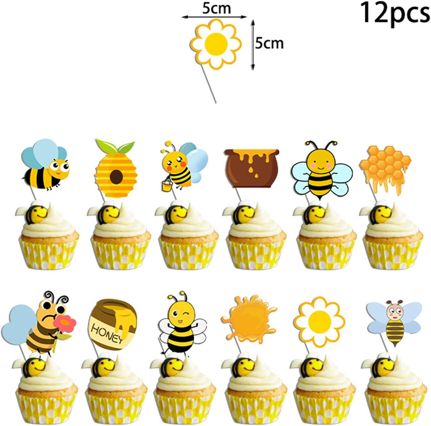 Bee Birthday Party Decorations Set Bee Balloon Party Supplies Happy Birthday Banner Bee Latex Balloon Cake Topper image number 2