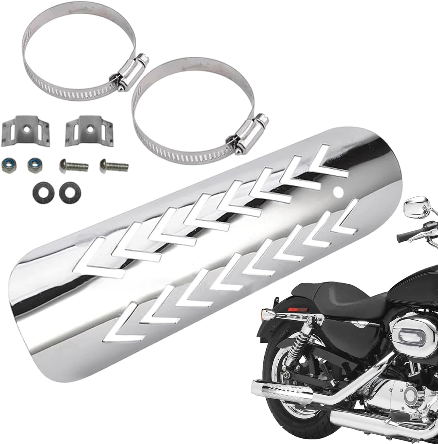 Motorcycle Exhaust Heat Shield | Anti-Scald Pipe Heat Protector,Non-Slip, Quick-Install, Abrasion-Proof Motorbike Accessories for Long-Distance Touring