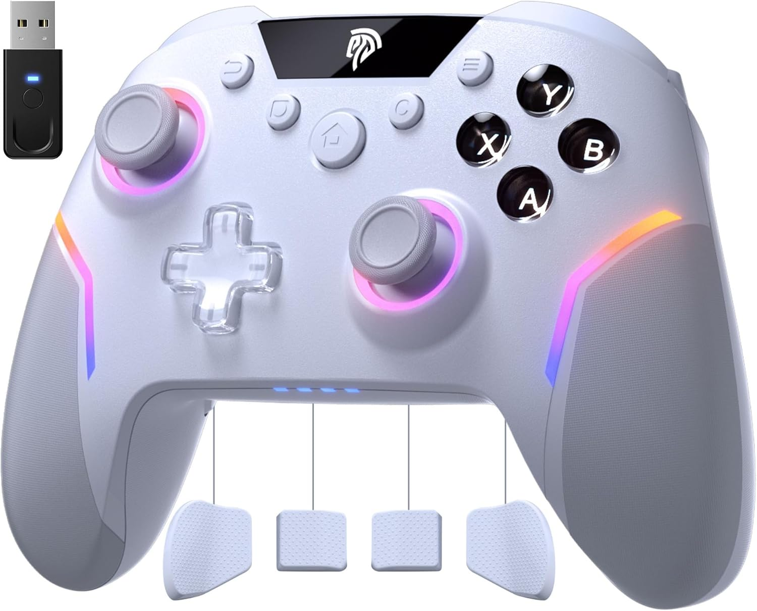 Easysmx X20 Wireless Gaming Controller with RGB Backlit, 2-Stage Hall Effect Sticks, 1000Hz Polling Rate, 6-Axis Gyro on Multi-Platform, Mech Buttons- Compatible with Pc/Switch/Steam/Android