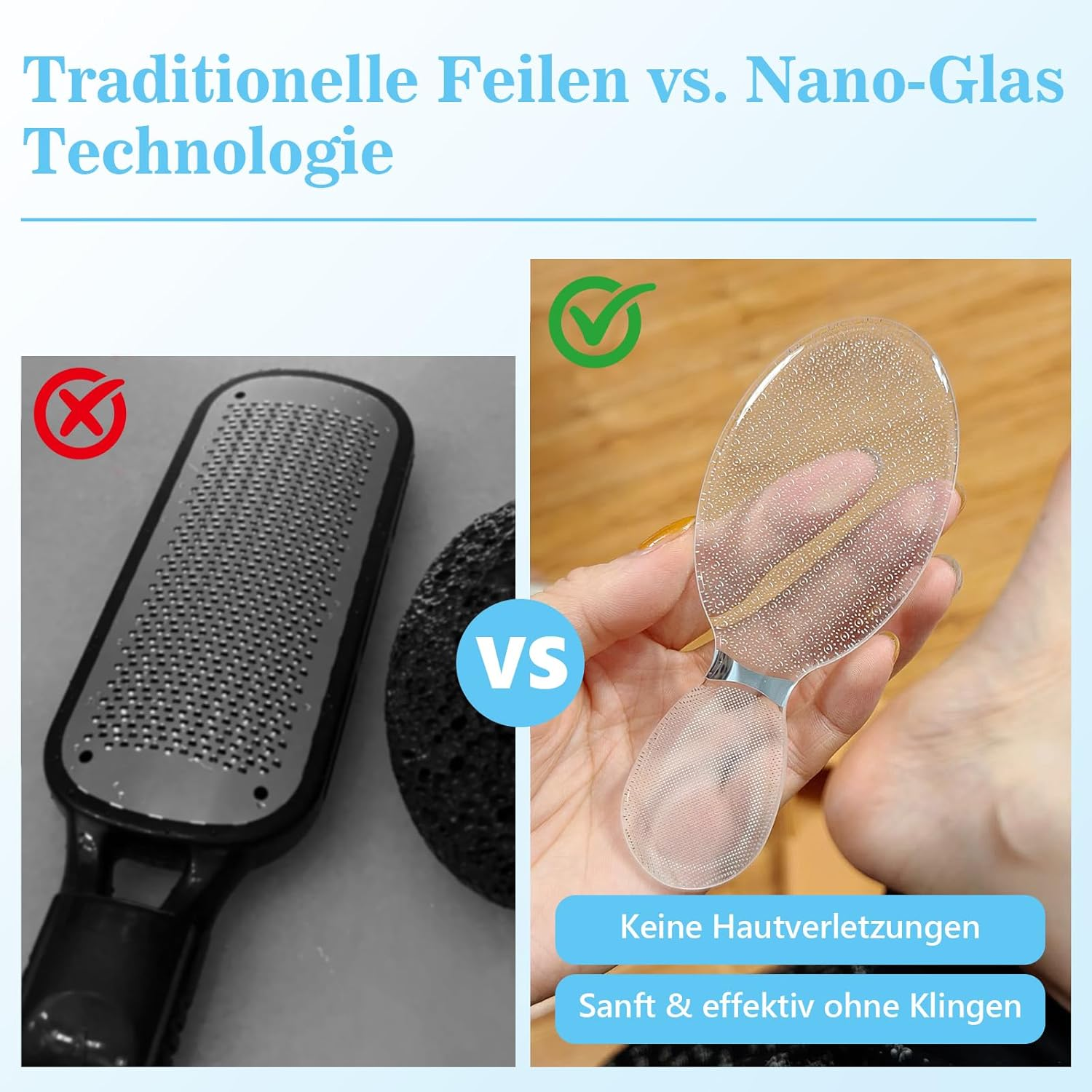 Foot File with Nano Glass - Double-Sided Callus Remover for Feet & Hands, Reusable & Washable, Transparent Callus File for Men & Women - Foot Care Tool against Calluses image number 4