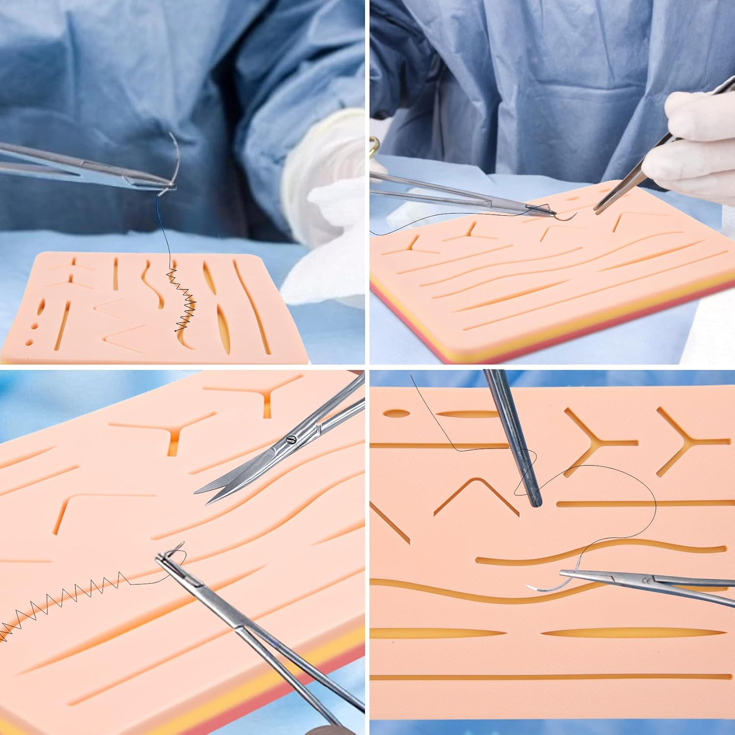 Upgraded 3-Layer Suture Pad with Wounds for Practicing Suturing - Not Easily Separate, Tear or Rip image number 5