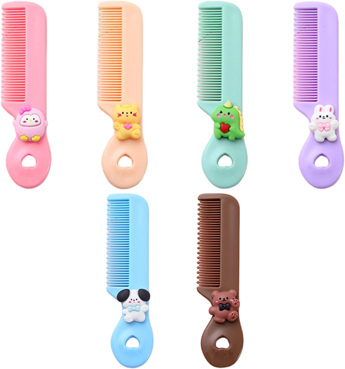 Taicols 6 Pack Baby Hair Combs Set - Newborn Comb for Girls & Boys, Anti-Knot Pain-Free Wide Tooth Baby Combs for Wet/Dry/Curly Hair, Toddler Hair Brush Kit with Animal Shapes, Cartoon Portable (B) image number 2
