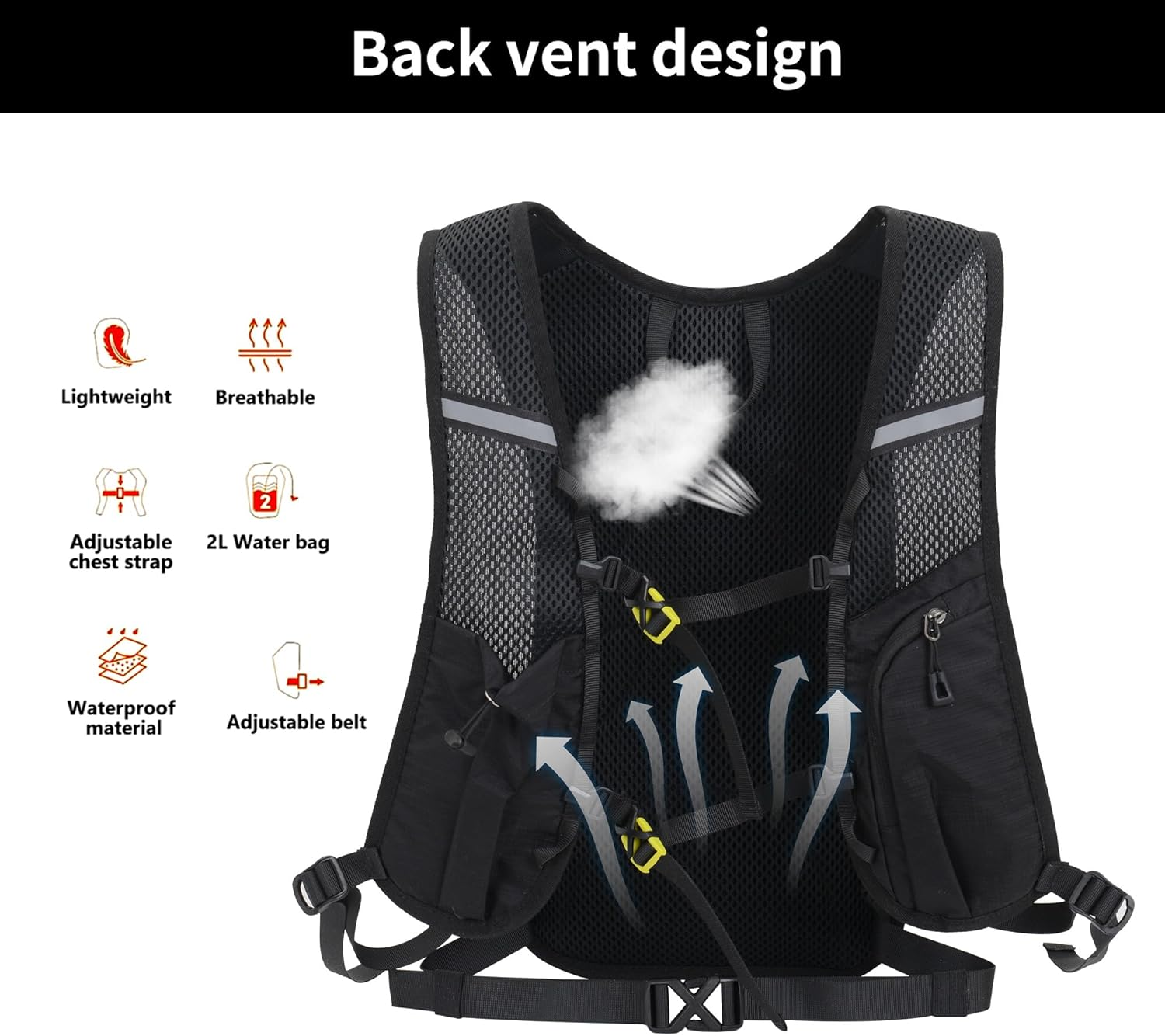 Hydration Backpack, 20L Lightweight Running Vest with 1.5L Water Bag, Cycling & Outdoor Adventures image number 5