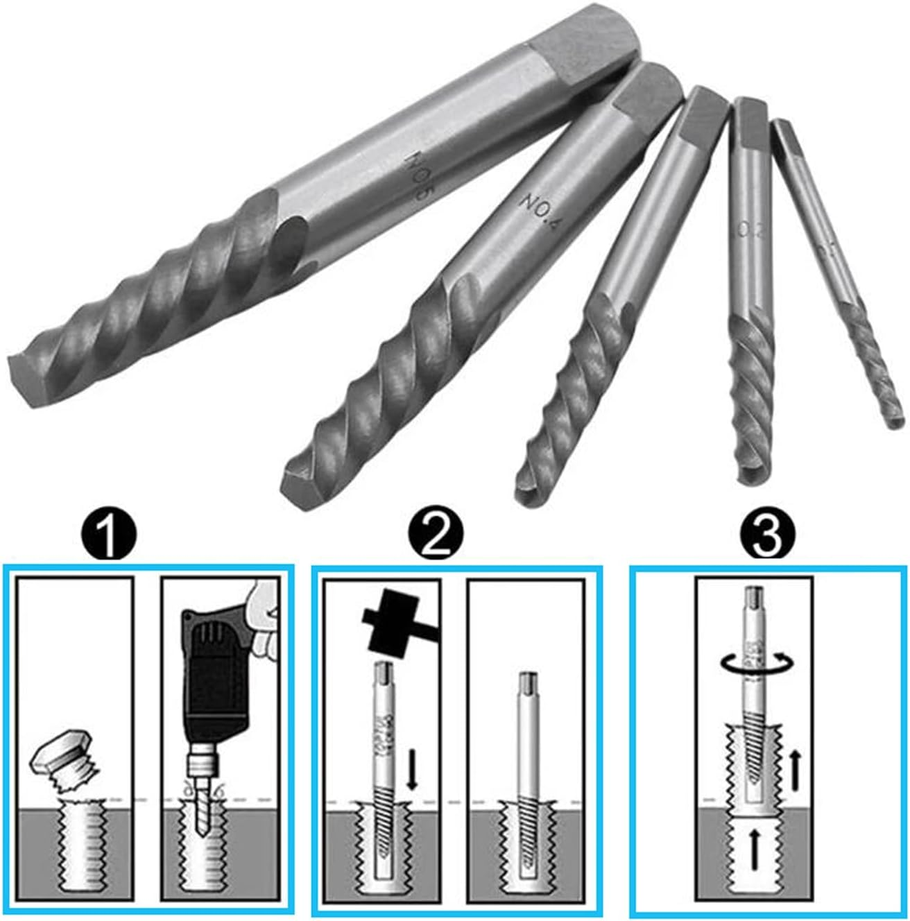 YUENTOEN 10 Piece Screw Extractor Kit, Cobalt HSS Left Hand Drill Bits Set, Ez Out Stripped Screw Set for Removing Broken Bolt and Rounded Nut image number 3