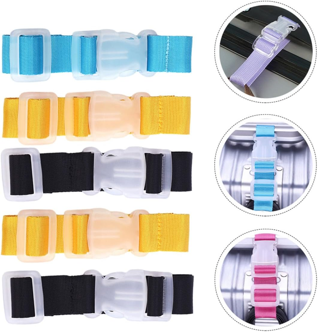 FINISPERSOO 5Pcs Luggage Buckle Straps and Suitcase Belts Set, Sturdy Hanging Buckles for Travel Suitcases, Mixed Colors, Secure Adjustable Baggage Straps for Australian Travelers