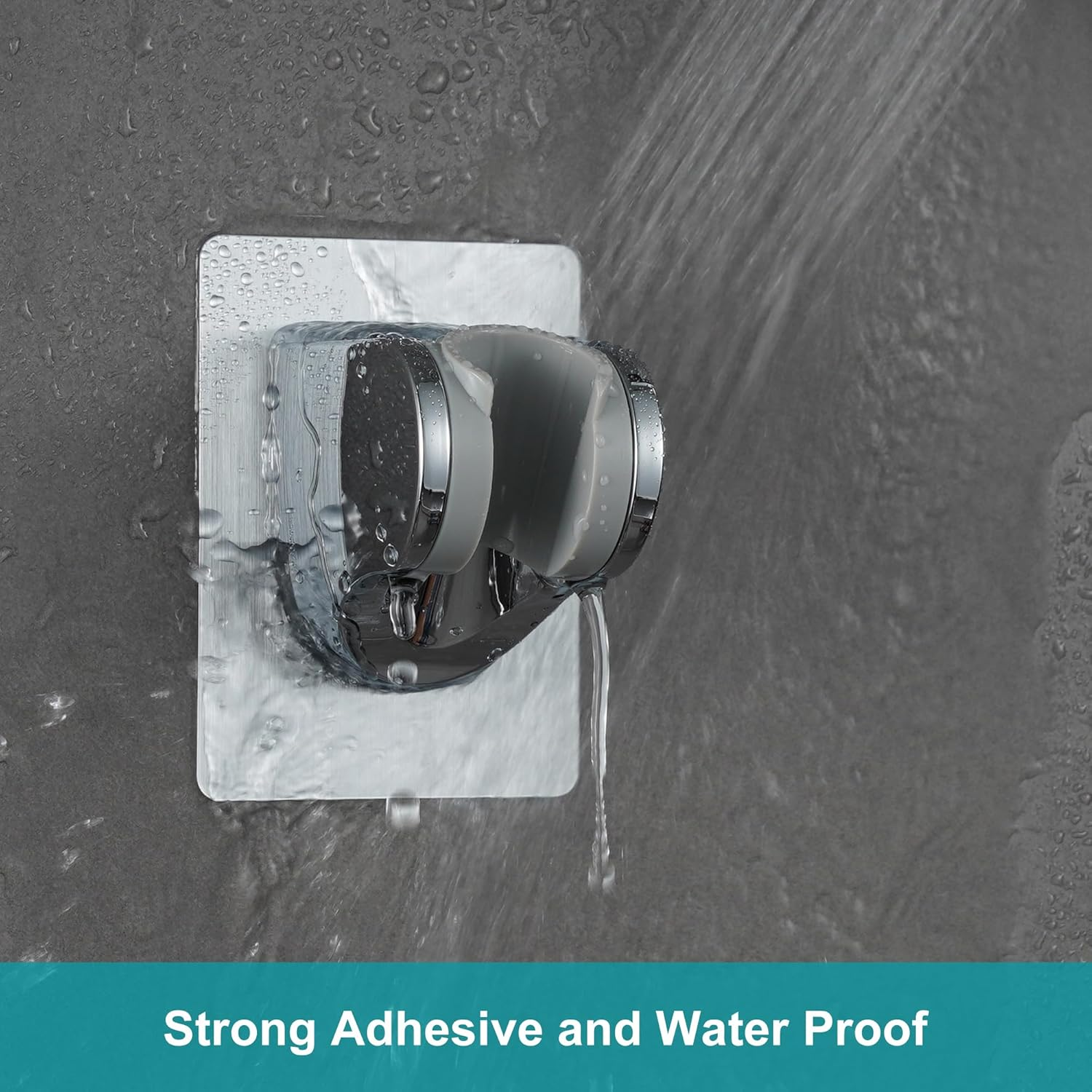 Gwernkb Shower Head Holder Strong Adhesive No Drilling Wall Mount Adjustable Handheld Showerhead Bracket for RV Kids Bathroom Shower,Fix Firmly and Use Conveniently (Silver, 1) image number 5