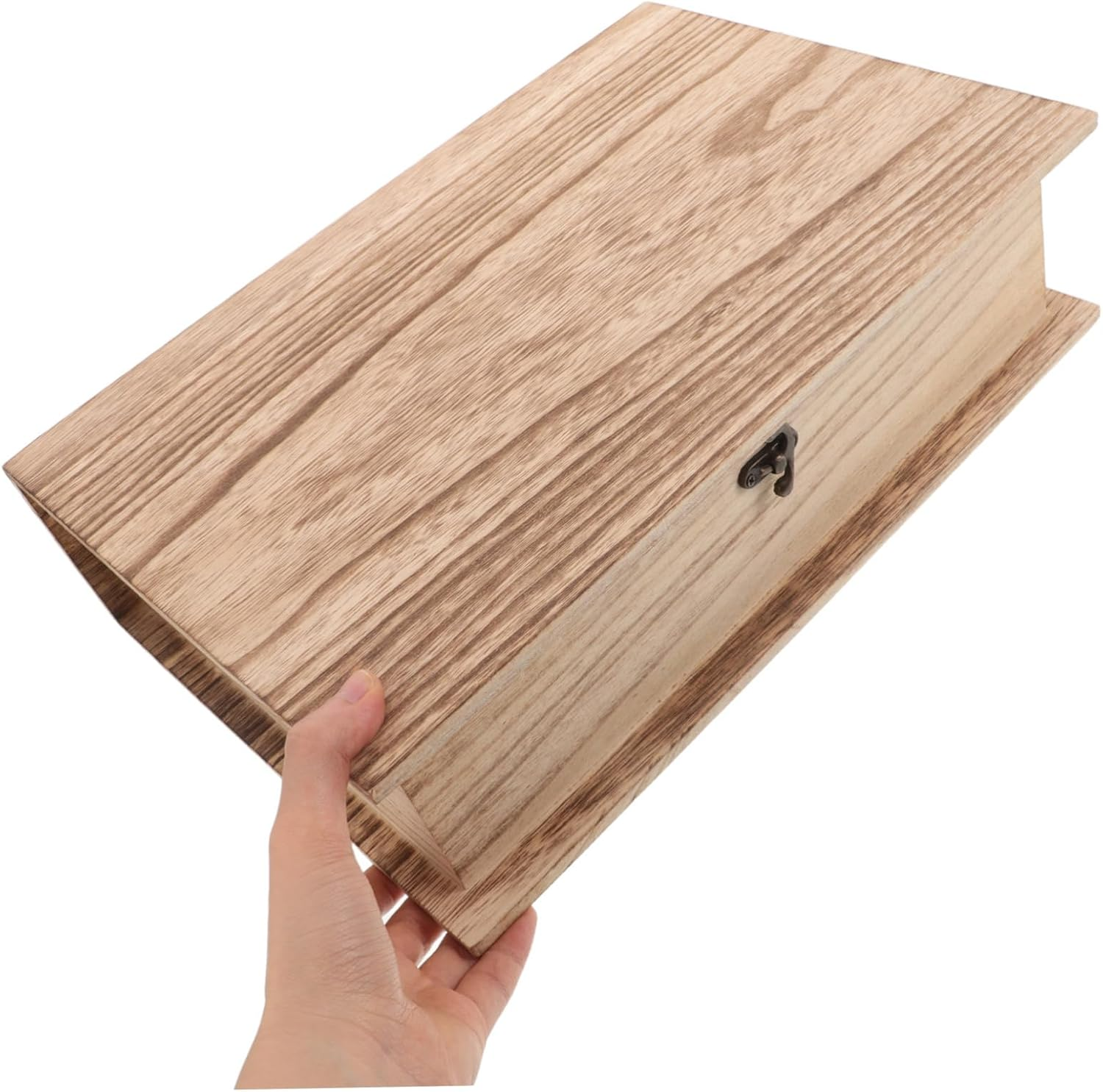 2Pcs Large Wooden Jewelry Box Lockable Storage Natural Wood Finish for Keepsakes Cards Decor