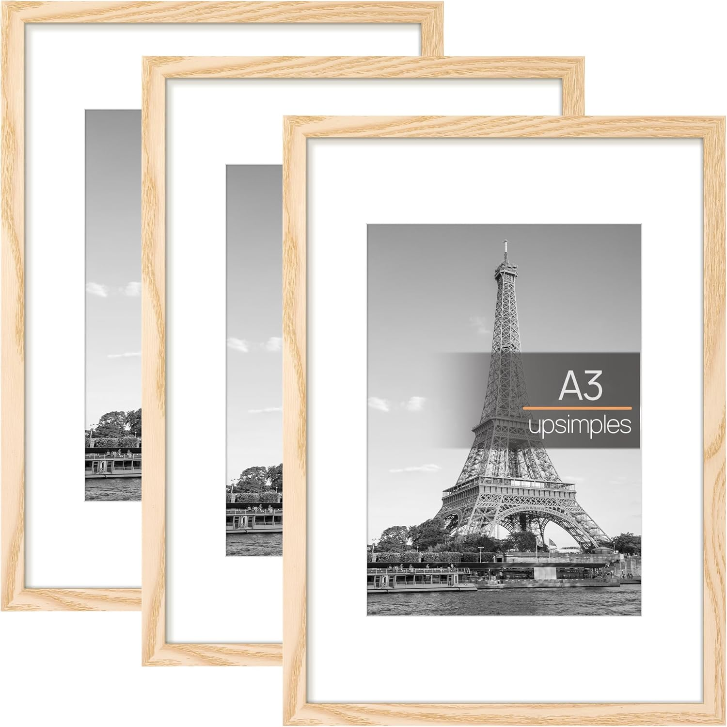 Upsimples Pack of 3 Black Photo Frames 30 X 40 Cm